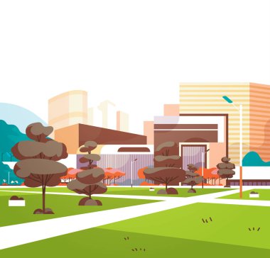 kentsel şehir parkı gökdelen binalar modern cityscape downtown düz görüntülemek