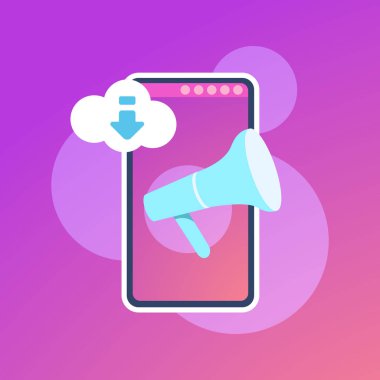 Telefon eşitleme bulut uygulama megafon arabirimi konsept tasarım çalışmaları ve animasyon düz için