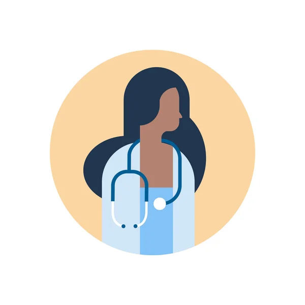 Afroamerikanska Kvinna Läkare Stetoskop Profil Ikonen Kvinnliga Avatar Porträtt Hälso — Stock vektor