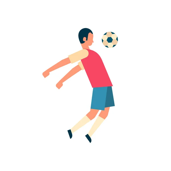 Παίκτης ποδοσφαίρου χτύπημα μπάλας απομονωμένη επίπεδη πλήρες μήκος πρωτάθλημα αθλητισμού — Διανυσματικό Αρχείο