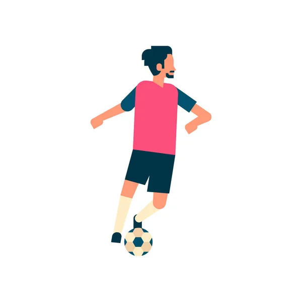 Joueur de football kick ball isolé championnat sportif plat pleine longueur — Image vectorielle
