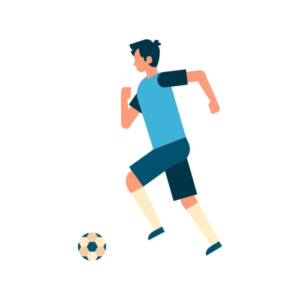 Giocatore di calcio calcio palla isolato sport campionato piatto a figura intera — Vettoriale Stock