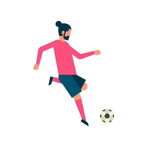 Giocatore di calcio calcio palla isolato sport campionato piatto a figura intera — Vettoriale Stock