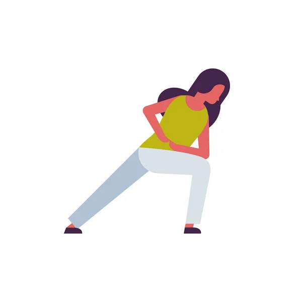 Женщина, занимающаяся йогой упражнения женский мультфильм характер фитнес деятельность изолированное разнообразие создает здоровый образ жизни концепция полная плоская — стоковый вектор