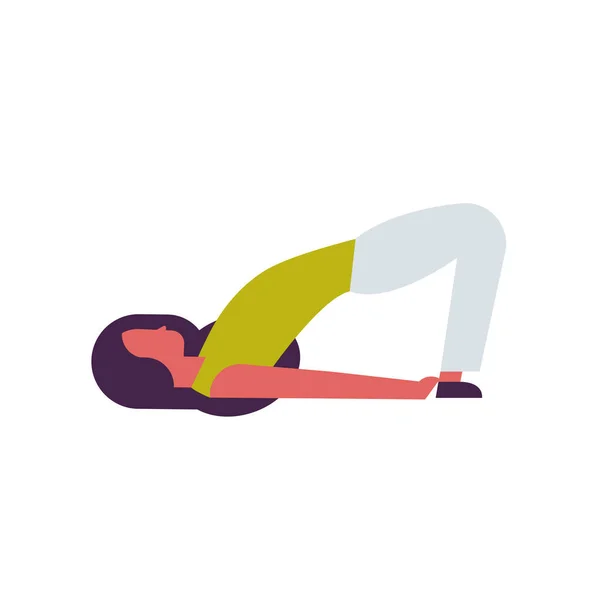 Vrouw doen yoga oefeningen vrouwelijke cartoon karakter fitnessactiviteiten geïsoleerd diversiteit poses gezonde levensstijl concept volledige lengte plat — Stockvector