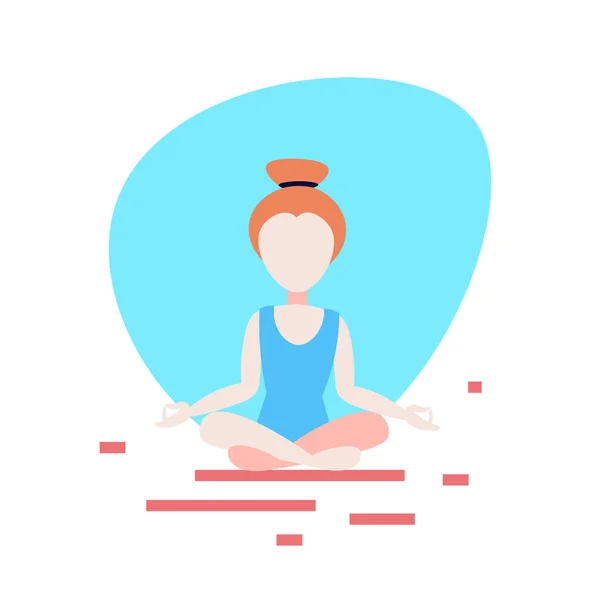 Frau Tut Yoga Übungen Lotus Weiß Hintergrund Weiblich Sport Aktivität — Stockvektor