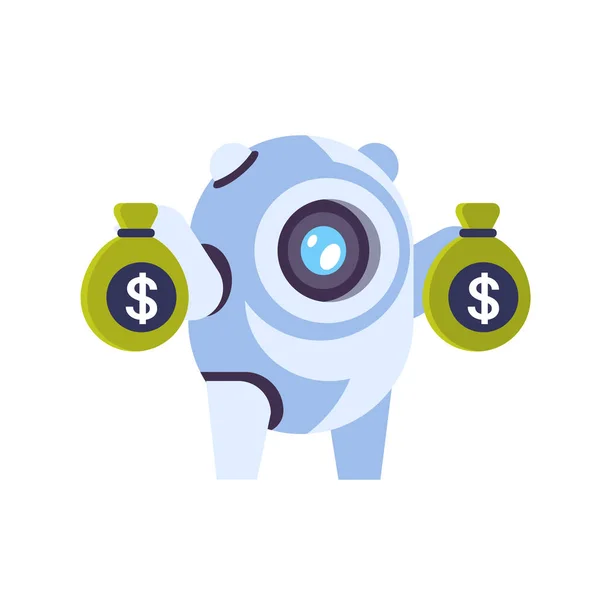 Chat bot geld groei rijkdom concept kunstmatige intelligentie dollar elektronische betaling chatbot robottechnologie geïsoleerd plat — Stockvector