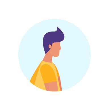 Casual adam profil avatar izole erkek karikatür karakter portre düz