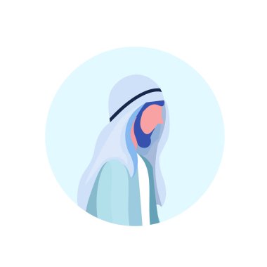Arap adam sakal profil avatar simge izole erkek giyim karikatür karakter portre düz