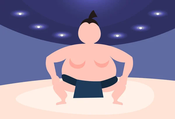 sumo wrestler sitting pose arena background male sport man activity cartoon character full length flat