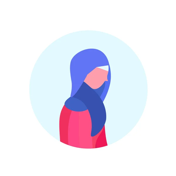 Arab perempuan profil avatar terisolasi perempuan pakaian tradisional kartun karakter potret datar - Stok Vektor