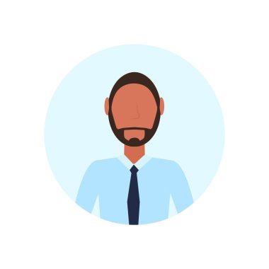 Afro-Amerikan erkek avatar izole meçhul sakal erkek çizgi film karakter portre düz