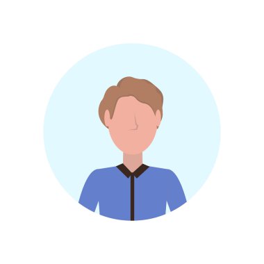 kumral adam avatar izole meçhul erkek çizgi film karakter portre düz