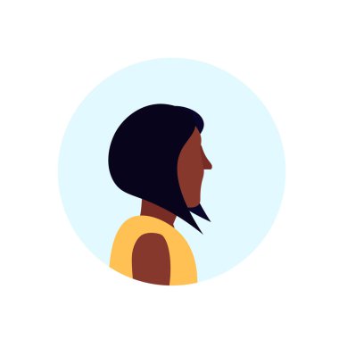 Afrikalı-Amerikalı kadın profili avatar izole kadın karikatür karakter portre düz