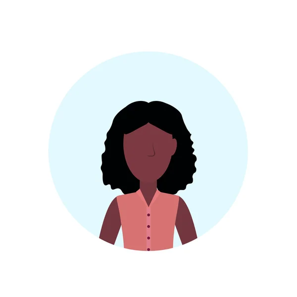 Afro-américaine avatar femme isolé visage sans visage personnage de bande dessinée portrait plat — Image vectorielle