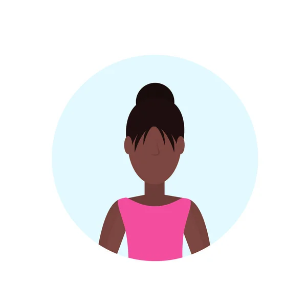 Mujer afroamericana avatar aislado sin rostro personaje de dibujos animados femeninos retrato plano — Vector de stock