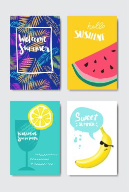 yaz meyve izole tipografik tasarım etiketi rozet ayarlayın. Logo, şablonlar, davet için yazı, tebrik kartı, baskılar ve posterler sezon tatil.