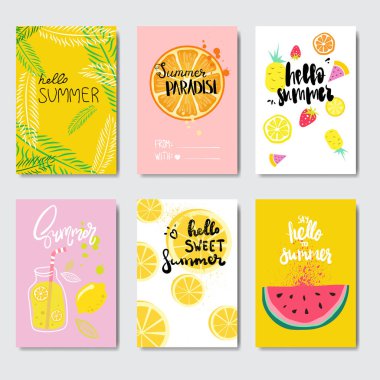 Set egzotik narenciye izole tipografik tasarım etiketi rozet. Logo, şablonlar, davet için yazı, tebrik kartı, baskılar ve posterler sezon tatil.