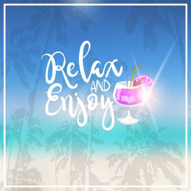 kokteyl yaz deniz bokeh beach arka plan çerçeve tasarım rozet tatil sezon tatil logo şablonlar davet tebrik kartı baskı ve posterler için yazı bulanık.
