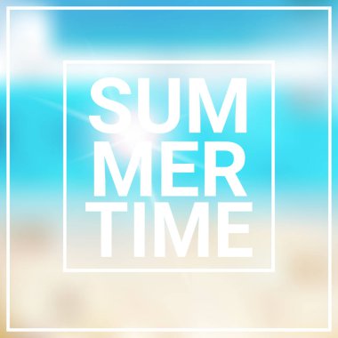 Yaz saati deniz bokeh beach arka plan çerçeve tasarım rozet tatil sezon tatil logo şablonlar davet tebrik kartı baskı ve posterler için yazı bulanık.