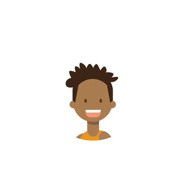 아프리카 어린이 들 흰색 배경, 남성 아바타 플랫에 행복 한 소년 초상화 얼굴 — 스톡 벡터