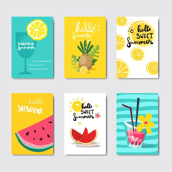 Set exotic citrus fruit badge Isolated Typographic Design Label. Liburan musim surat untuk logo, Templat, undangan, kartu ucapan, cetakan dan poster . - Stok Vektor