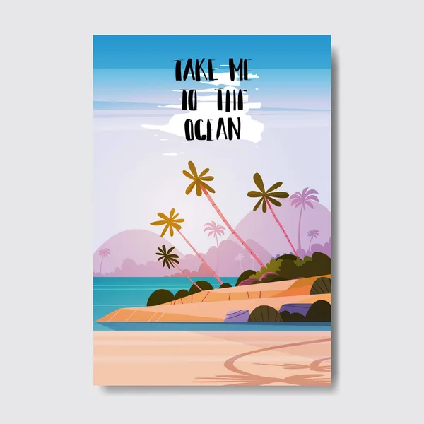 take me to beach landscape palm tree badge Design Label. Season Holidays lettering for logo,Templates, invitation, greeting card, prints and posters.