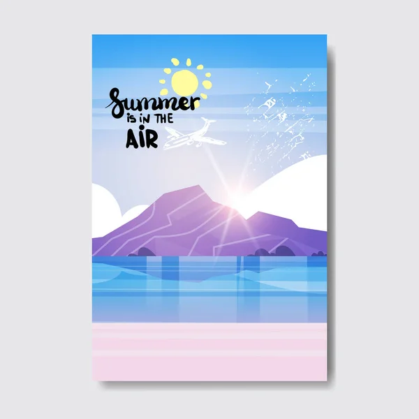 summe beach mountain sunrise badge Design Label. Season Holidays lettering for logo,Templates, invitation, greeting card, prints and posters.