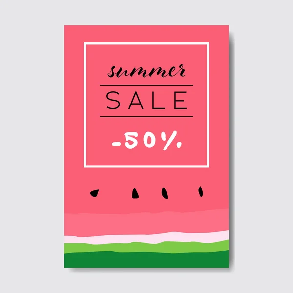 Sommer Verkauf Wassermelone Schriftzug Abzeichen Design-Etikett Saison Shopping für Logo-Vorlagen Einladung Grußkarte Drucke und Poster vertikal — Stockvektor