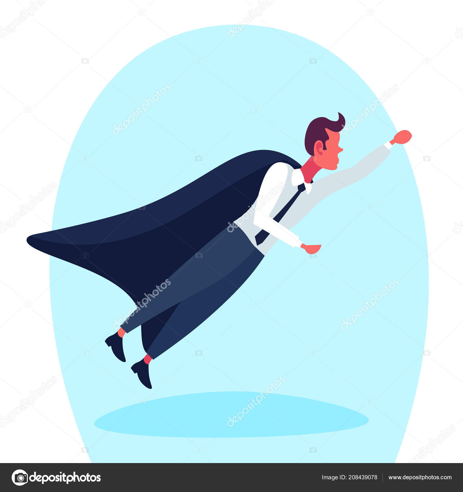 Hombre de negocios vestido superhéroe negro capa volando hasta el concepto  de inicio personaje de dibujos animados aislado de longitud completa plana  horizontal Vector de stock #208439078 de ©mast3r, image size:1600x1700