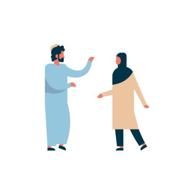 Arap çift birlikte iletişim kavramı adam kadın karikatür karakter siluet tam uzunlukta izole ayakta