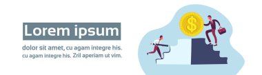 podyum ilk yer trophy Kupası iş strateji kazanan kavram yatay banner düz tırmanma iki işadamları Yarışması