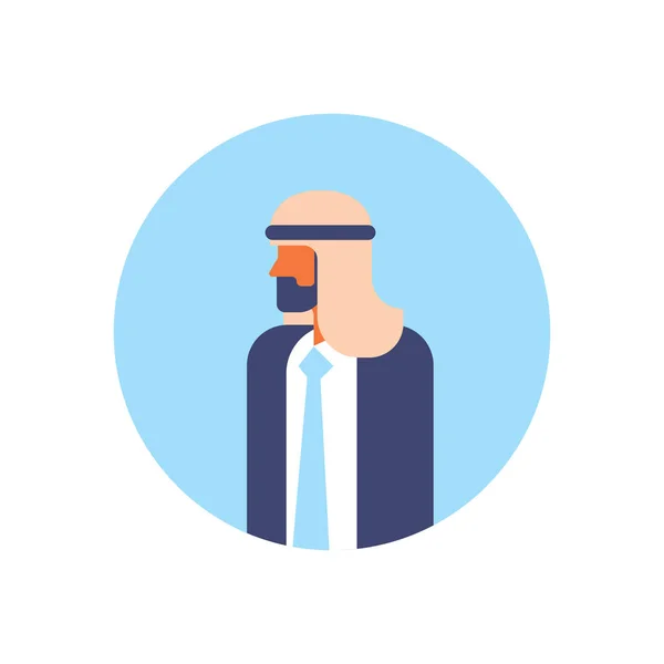 Hombre árabe barba perfil avatar icono árabe hombre de negocios retrato hombre cara redonda marco plano — Vector de stock