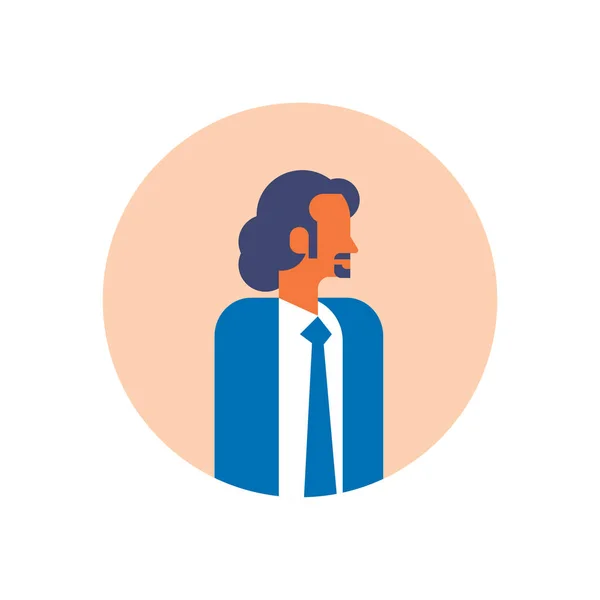 Arabe homme barbe profil avatar icône arabe homme d'affaires portrait mâle visage rond cadre plat — Image vectorielle