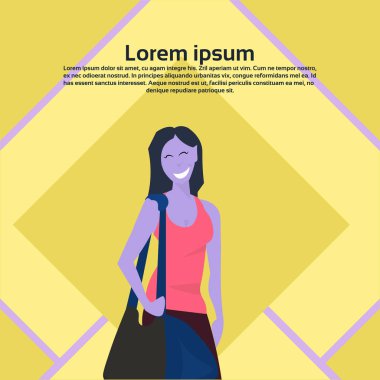 kadın spor çanta spor giyim konsept kadın karikatür karakter düz kopya alanı ile eğitim