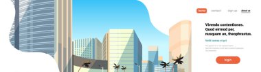 gökdelen binalar modern cityscape downtown yatay banner kopya alanı düz görüntülemek
