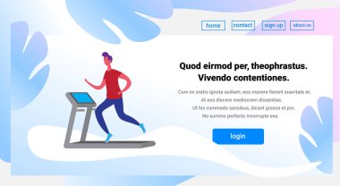 koşu bandı çizgi film karakteri spor erkek faaliyetleri izole sakla uygun sağlıklı yaşam motivasyon kavramı tam uzunlukta düz yatay kopya yer koşan adam