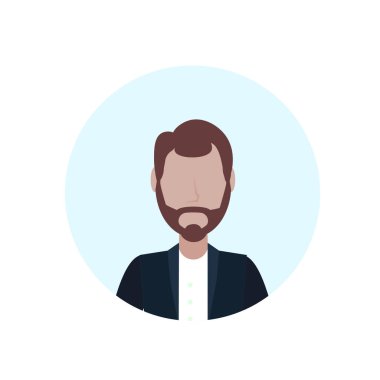 kumral adam avatar izole meçhul sakal erkek çizgi film karakter portre düz