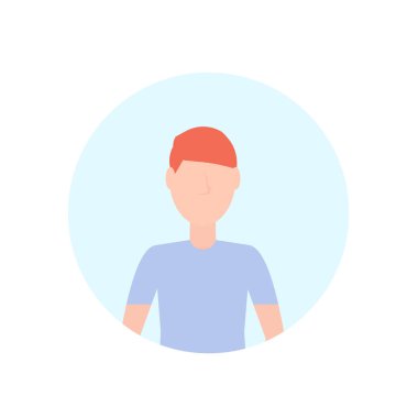 Kızıl saçlı adam avatar izole meçhul erkek çizgi film karakter portre düz