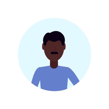 Afro-Amerikan erkek avatar izole meçhul erkek çizgi film karakter portre düz