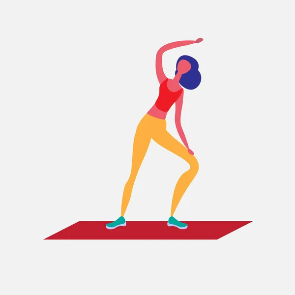 Femme faisant des exercices aérobies personnage de dessin animé sport activités féminines isolé mode de vie sain concept pleine longueur plat — Image vectorielle