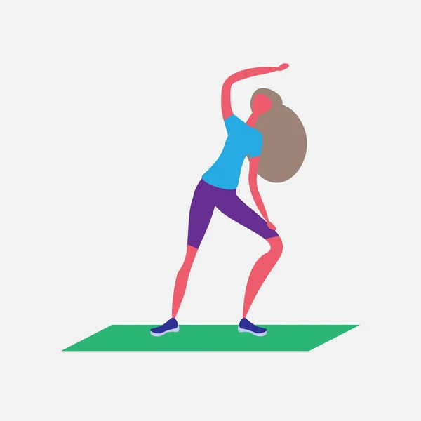 Femme faisant des exercices aérobies personnage de dessin animé sport activités féminines isolé mode de vie sain concept pleine longueur plat — Image vectorielle