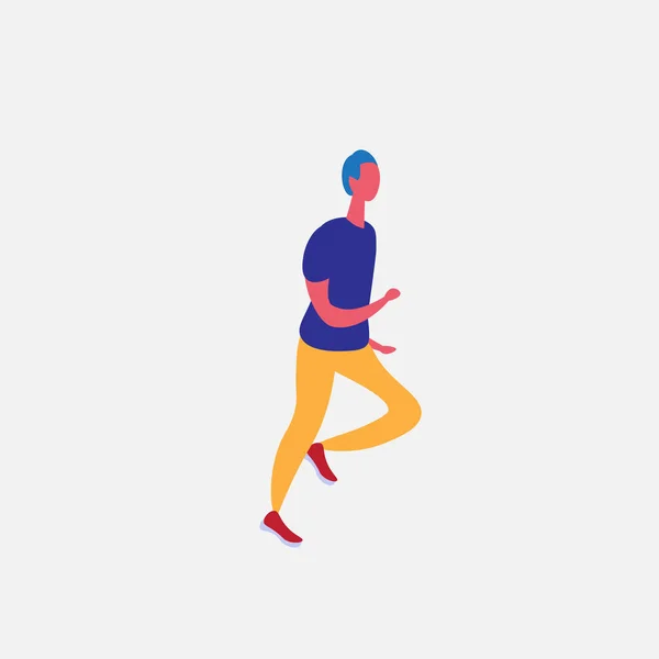 Hombre corriendo dibujos animados carácter deporte actividades masculinas aislado estilo de vida saludable concepto de longitud completa plana — Vector de stock