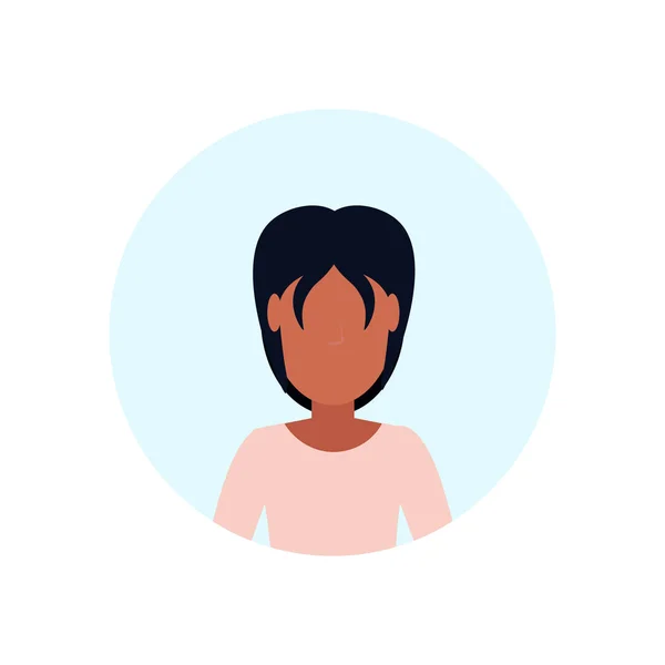 Mujer afroamericana avatar aislado sin rostro personaje de dibujos animados femeninos retrato plano — Vector de stock