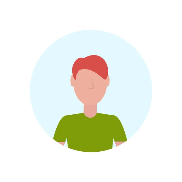 Kızıl saçlı adam avatar izole meçhul erkek çizgi film karakter portre düz — Stok Vektör