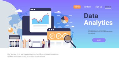 Arap iş adamları diyagram ekonomi veri analytics hesap makinesi Arap adam kadını birlikte beyin fırtınası kavramı dünya harita arka plan düz yatay kopya alanı üzerinde çalışan grafik