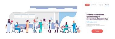 bilimsel yapım grubu Arapça doktorlar hastane iletişim çeşitli tıbbi çalışanlar modern klinik iç tam kopyaya alan afiş deneyler