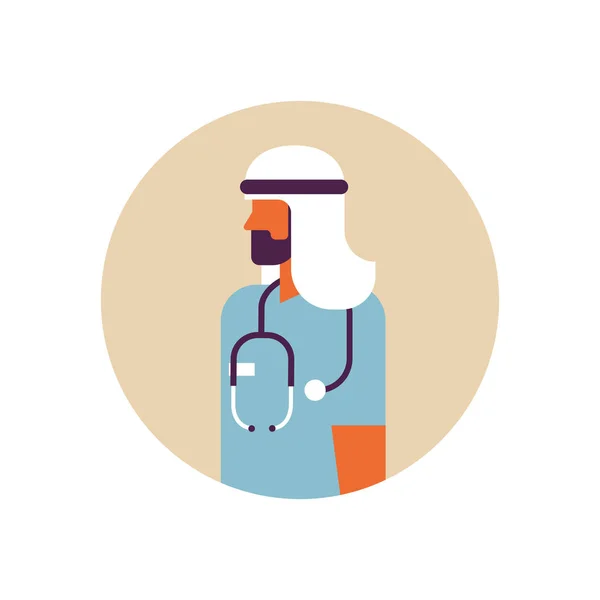 Arab man medical doctor stethoscope healthcare concept profile icon arabic male avatar portrait flat — Stock Vector