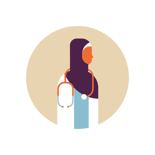 Arab woman medical doctor stethoscope healthcare concept profile icon arabic female avatar portrait flat — Stock Vector