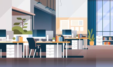 Modern işyeri kabine oda ofis iç boş alanı düz yatay coworking hiç kimse